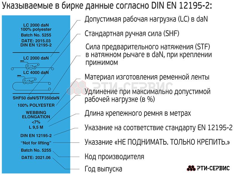 Ремень стяжной для крепления груза 2,0/4,0 тн 50 мм (с крюком) - фото 1