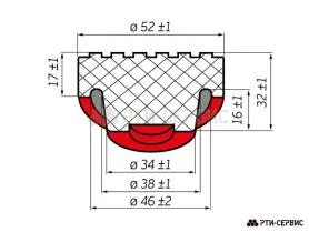 Накладка резиновая для подкатного домкрата ø38 h33