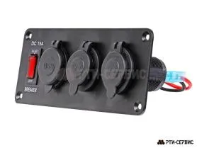 Панель с 2 разъёмами 12V (прикуриватель), 2 USB (2.1A + 1A) и переключателем - фото 2
