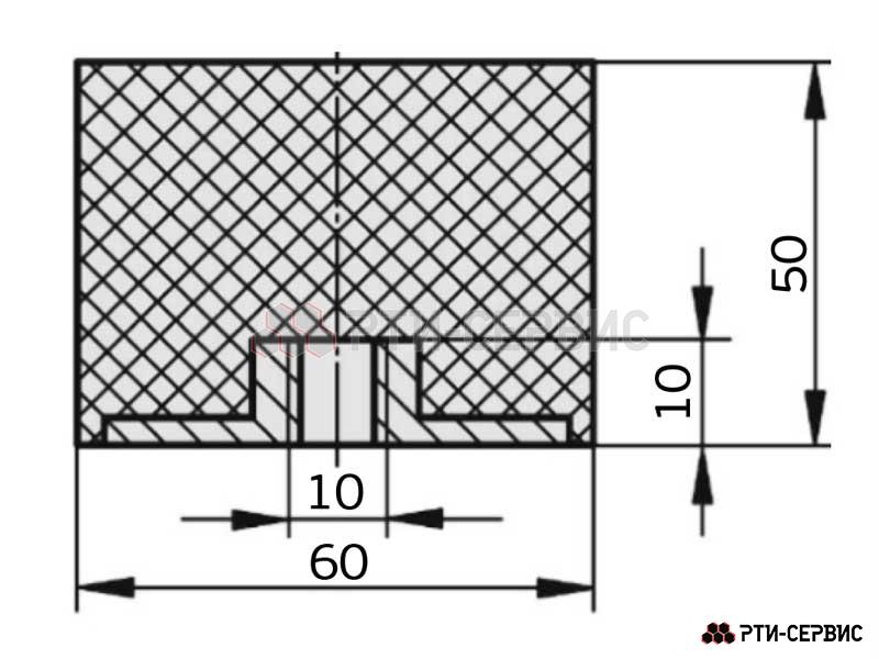 Резинометаллический буфер (аналог K0573.06005055 KIPP) D-60, H-50 с внутренней резьбой M10 - фото 3